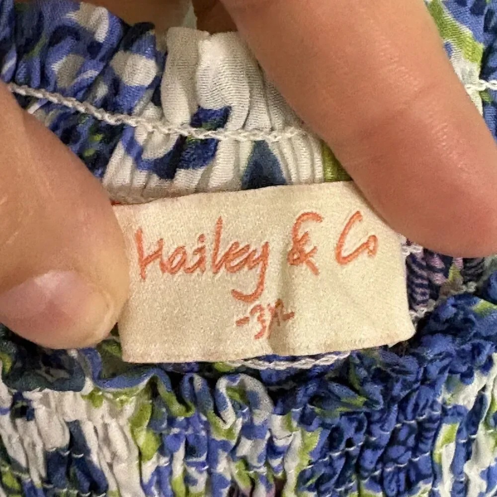 Hailey & Co Women's Plus Size 3X Blue Floral Smocked Tie-Strap Maxi Dress - Picture 6 of 8